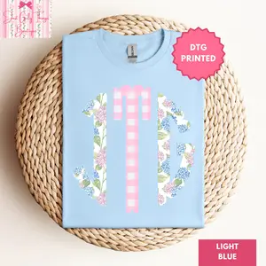 Custom Grandmillennial Monogram Shirt - Gildan 64000 Softstyle Tee - (Leave First Name Initial, Last Name Initial, Middle Name Initial in Notes at Checkout), Custom Name Shirt, Personalized Name Shirt, Custom Monogram Shirt, Floral Monogrammed Shirt