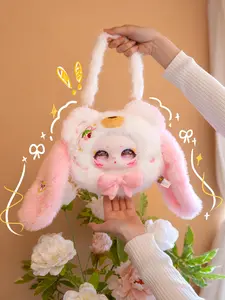 Samael Handbag Plush Toy Doll with Blue Bow and White Fur Accents for Kids