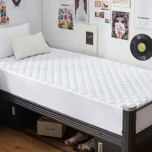 jaae 100% cotton Bedding Quilted Fitted Mattress Pad, Twin Size, Elastic Fitted Mattress Topper Protector and Cover Stretches up to 16 Inches Deep, Machine Washable (White)