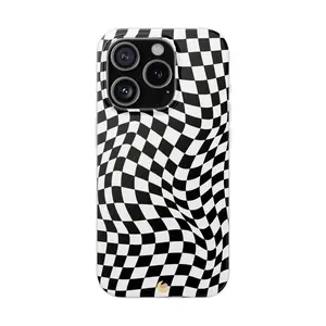 Classic Retro Checkerboard iPhone Case- Black/White, Trendy Phone Cases