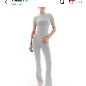 Pumiey Women's Lounge Set Home Wear Short Sleeve Top and Pants Set in Gray for Loungewear and Pajama Nightwear - Womenswear, Homewear, Pjs