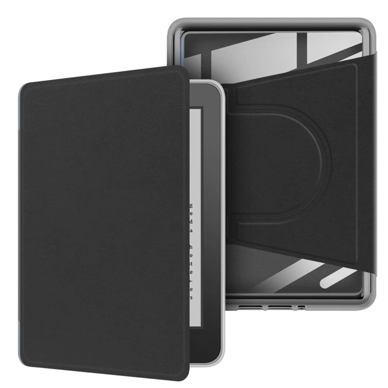 Acrylic Magnetic Bracket Case for Kindle Paperwhite Ebook 12th Generation and Colorsoft 7 Inch (Model No. SA569P SA568B) 360 Degree Rotating Pouch 7'' Accessories Detachable Protective Adjustable Stand Cover Clear Back with Auto Sleep/Wake Portable