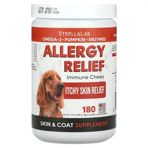 StrellaLab Allergy Relief, Immune Chews, For Dogs, 180 Soft Chews, 13.9 oz (396 g)