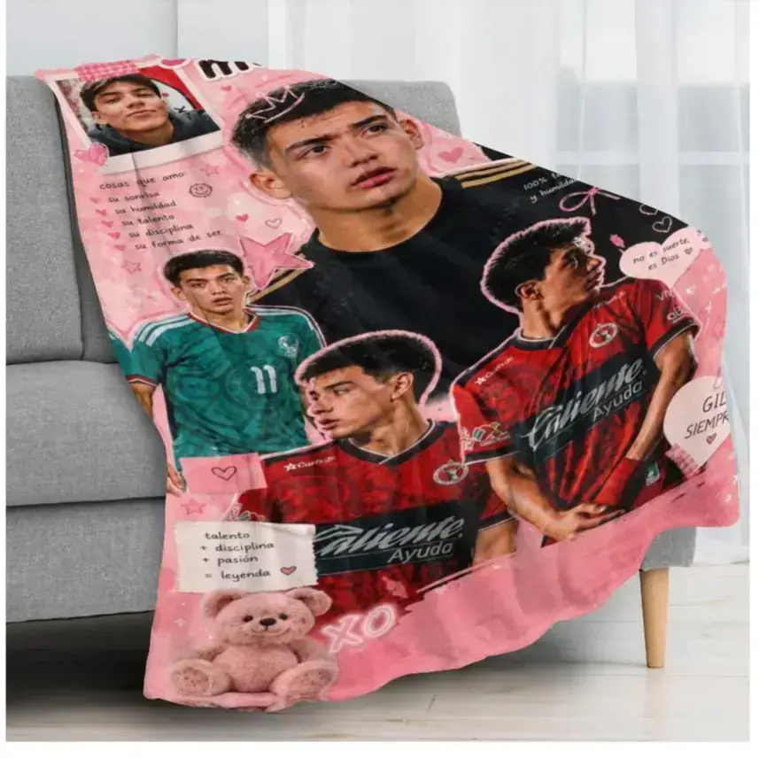 Mexico Soccer Player Collage Throw Blanket, Soft Cozy Flannel Bed Blanket for Couch Sofa Bedroom Decor, Lightweight Football Fan Gift for Teens and Adults