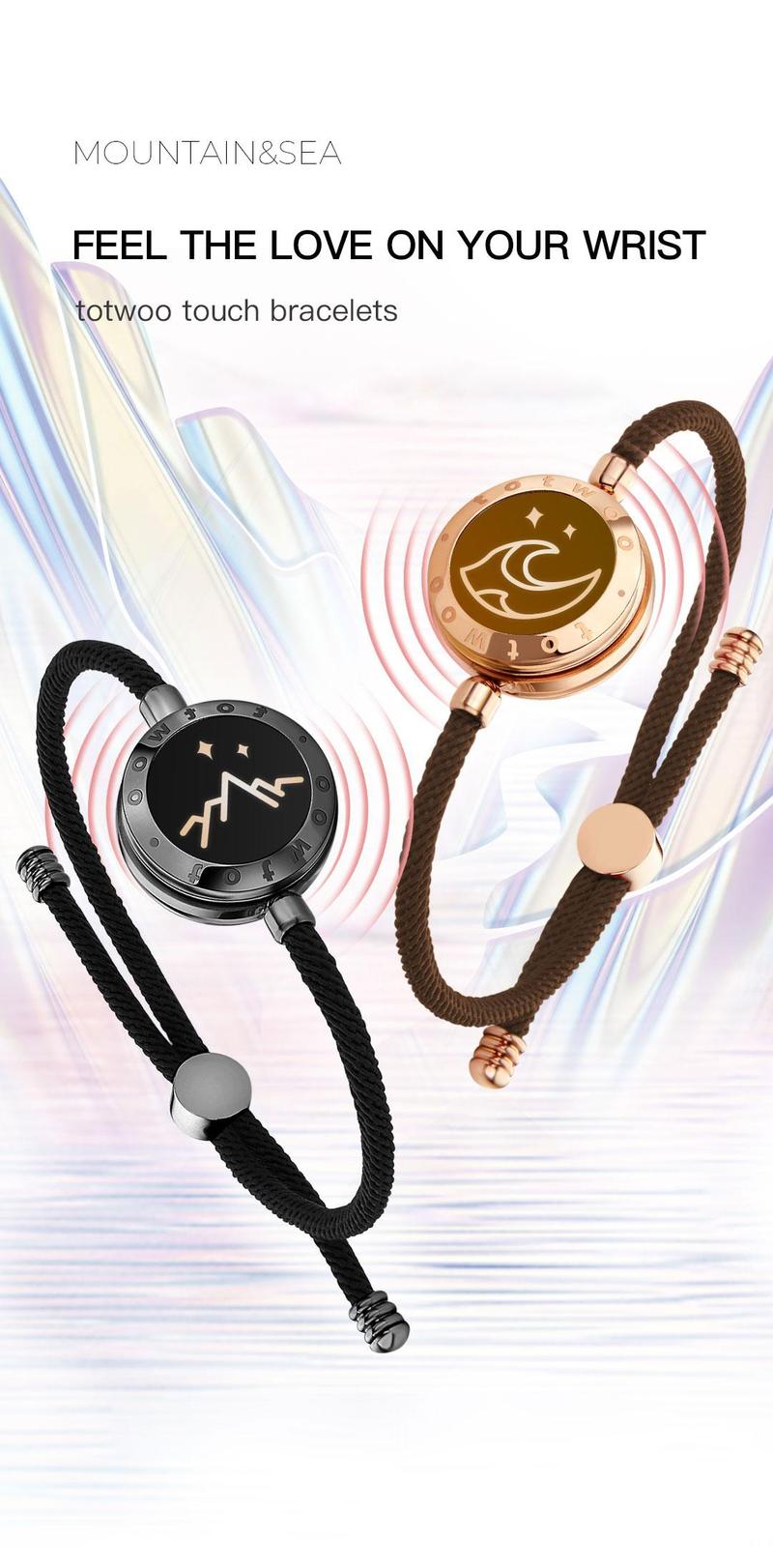 【Creative Gifts】totwoo Mountain&Sea  Long Distance Touch Bracelets  Functional Love Connect Gift For Boyfriend or Girlfriend or your Family
