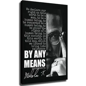 Malcolm X Black and White Motivational Canvas Art Poster Picture Framed Decor Wall Room Photo Decoration Ornaments Artistic Print