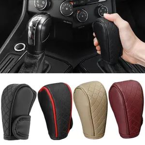Premium PU leather car shift knob cover-Anti-Slip & durable, aesthetic styling for full protection-universal fit car interior enhancer Automotive Vehicle