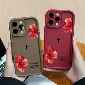 This Bible cross phone case, designed for iPhone models, is made of soft, durable TPU material. Its cute and girly design makes it the perfect gift for a girl. (Langal not included)