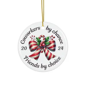 Coworkers by Chance Friends by Choice 2024 Round Ceramic Christmas Ornament