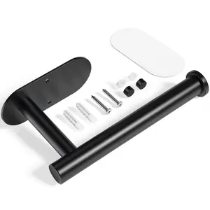 Black Stainless Steel Toilet Paper Holder, Wall Mounted Bathroom Tissue Holder, Rustproof, 1 Pack