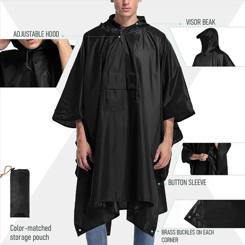 Large Hooded Rainproof Raincoat, Portable Waterproof Poncho, Multifunctional Outdoor Camping Tent Mat, Sports & Outdoor Accessories Large Hooded Rainproof Raincoat, Portable Waterproof Poncho, Multifunctional Outdoor Camping Tent Mat, Sports & Outdoor Accessories