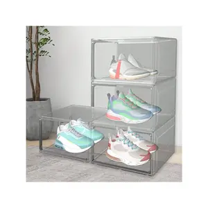 Special sale  CHENGTUO 4 Pack Clear Shoe Storage Box PET Stackable Sneaker Display Holder Rack