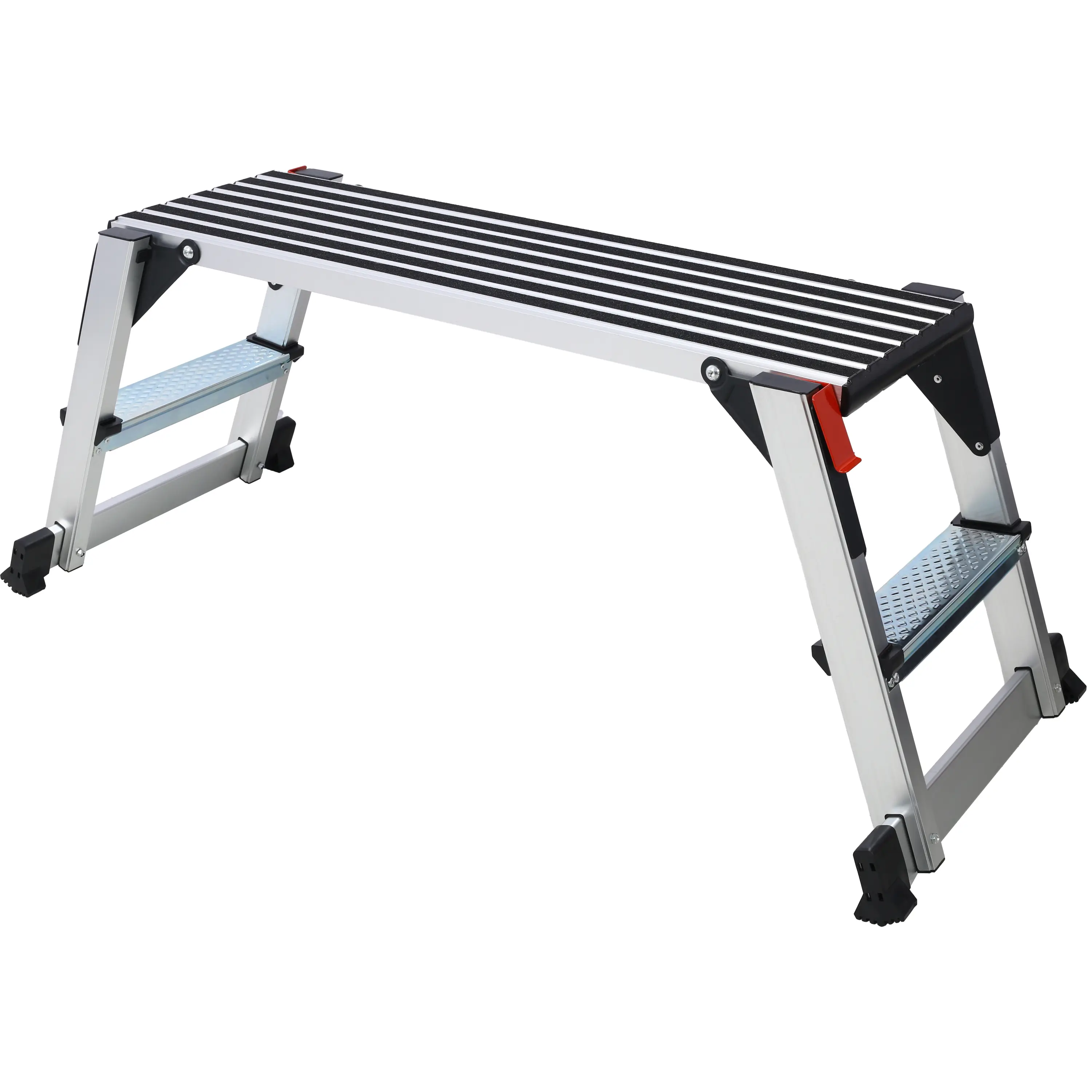 Aluminum Platform Non-Slip Folding Work Bench Drywall Stool Ladder 330lbs Capacity Foldable Durable Safety Portable Sturdy Locks