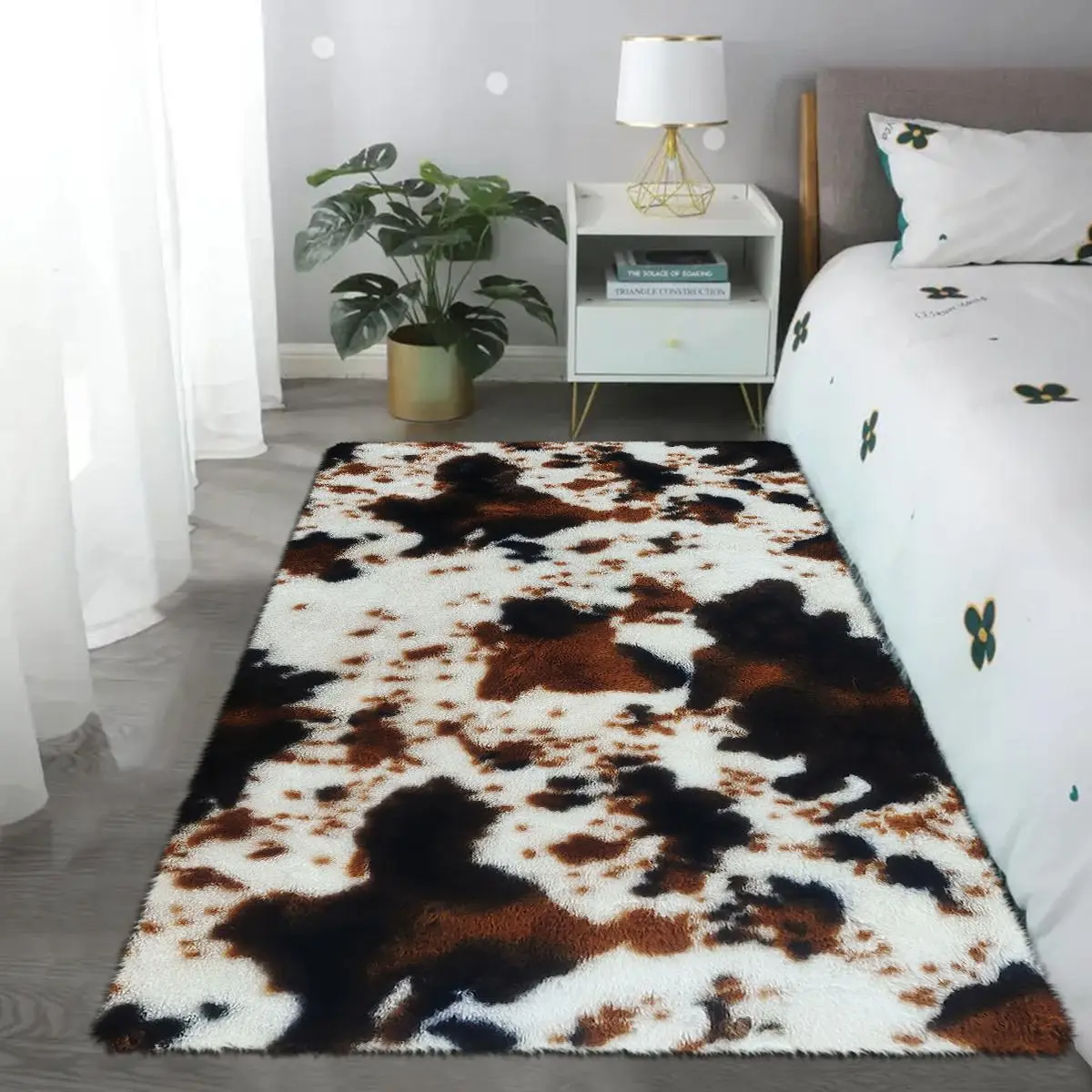 Cow Print Rug, 1 Count Non-slip Soft Floor Mat, Decorative Carpet, Living Room Rugs for Home Living Room Bedroom Study Room, Home Decor, Animal Print Rug, Animal Pattern Rug, Animal Printed Rug