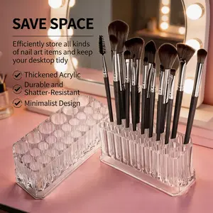 26-Hole Clear Acrylic Organizer, Multi-Compartment Large Capacity, Desktop Storage for Makeup Brushes, Nail Tools & Pen Holder