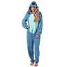 Women's Disney Lilo And Stitch Alien Halloween Onesie - Baggy, Comfy Super Soft Faux-Shearling Fur Fabric Long-Sleeve 1-Piece Casual Pajama Union Suit