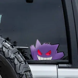Gengar Vinyl Sticker, Poke Car Decal - Cute Waterproof Poke Vinyl Stickers, Decal for Laptop, Water Bottle, Car, Gamer Gift