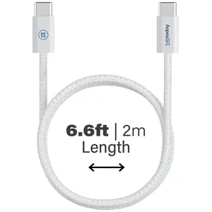 tabtoday 6ft USB-C to USB-C Charging Cable - White