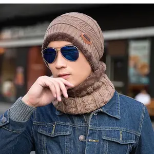 Winter Beanie and Scarf Set for Men and Women, Knitted Wool Cap and Neck Scarf, High Quality Outdoor Hiking