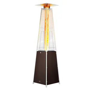 Propane Patio Heater 48000 BTU Pyramid Style With Rolling Wheels For Easy Mobility And Bronze Finish, Outdoor Patio Space Heater For Cold Evenings, Backyard Deck Terrace Heating, Weather Resistant Construction With Tip-Over Safety