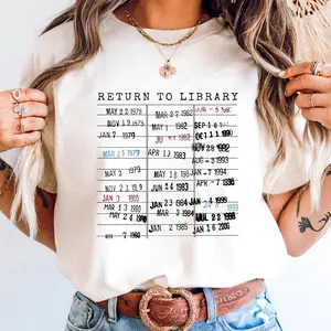Return to Library Sweatshirt, Bookish Gift for Her Him Reader Author Librarian English Teacher Tee, Vintage Library Card Book Due Date Shirt U