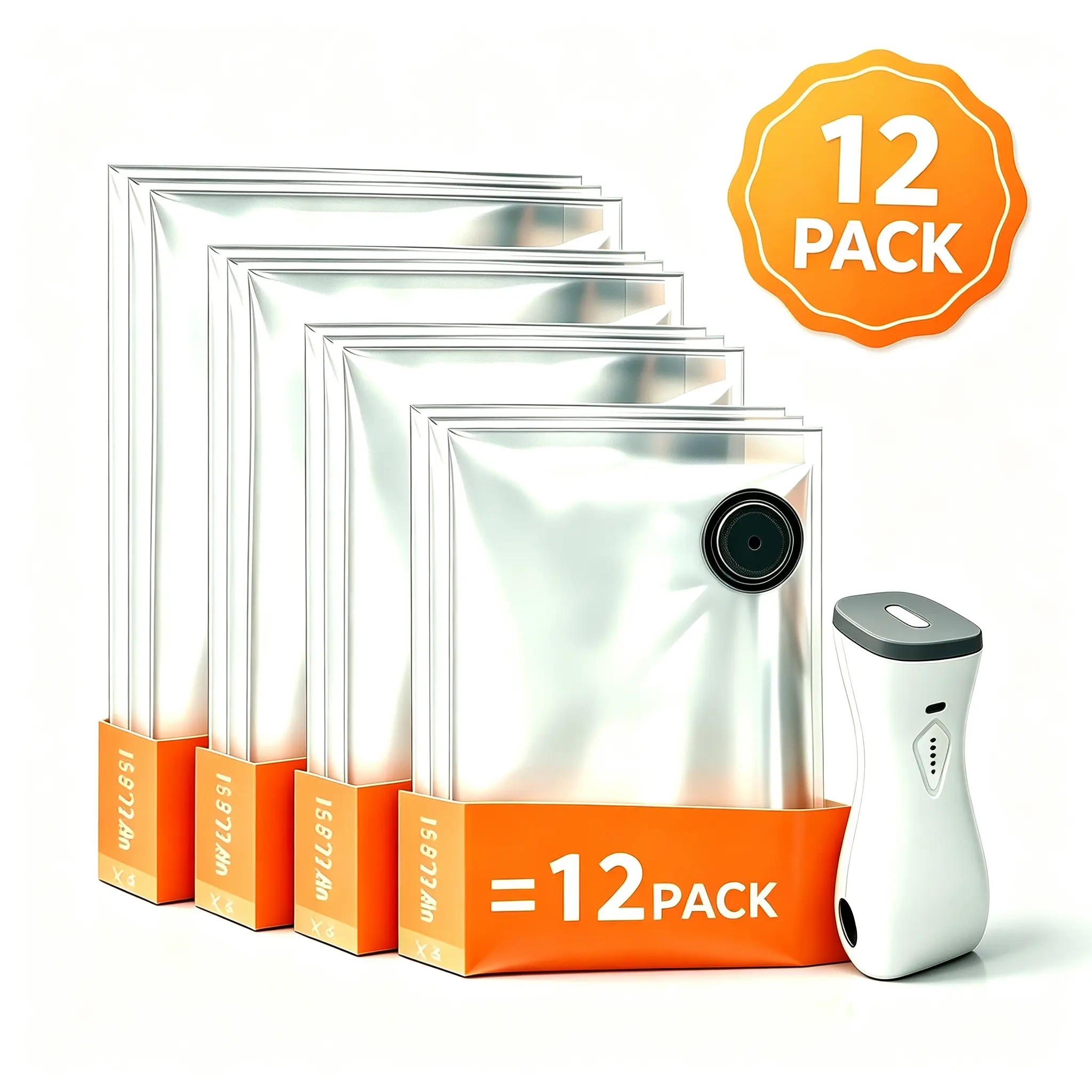 12 Pack Travel Vacuum Bag Set Vacuum Bags for Travel with Coreless Rechargeable Air Pump, Carry-on Size Compression Packing Bags, Space Saver for Luggage and Suitcase