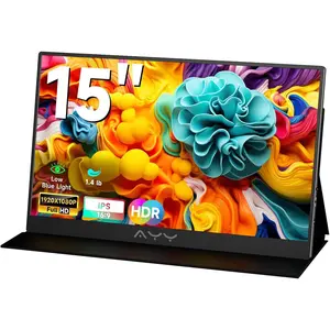 15inch Portable  FHD 1080P |  sRGB HDR IPS | USB-C & HDMI for Gaming//PS5 | 1.4lbs Travel Screen with Speakers & VESA - Black