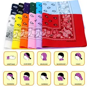 One Dozen/12pcs Assorted Bandanas 22X22 Inch 100% Cotton Novelty Double Sided Print Paisley Cowboy Bandana Party Favor Scarf Headband Handkerchiefs