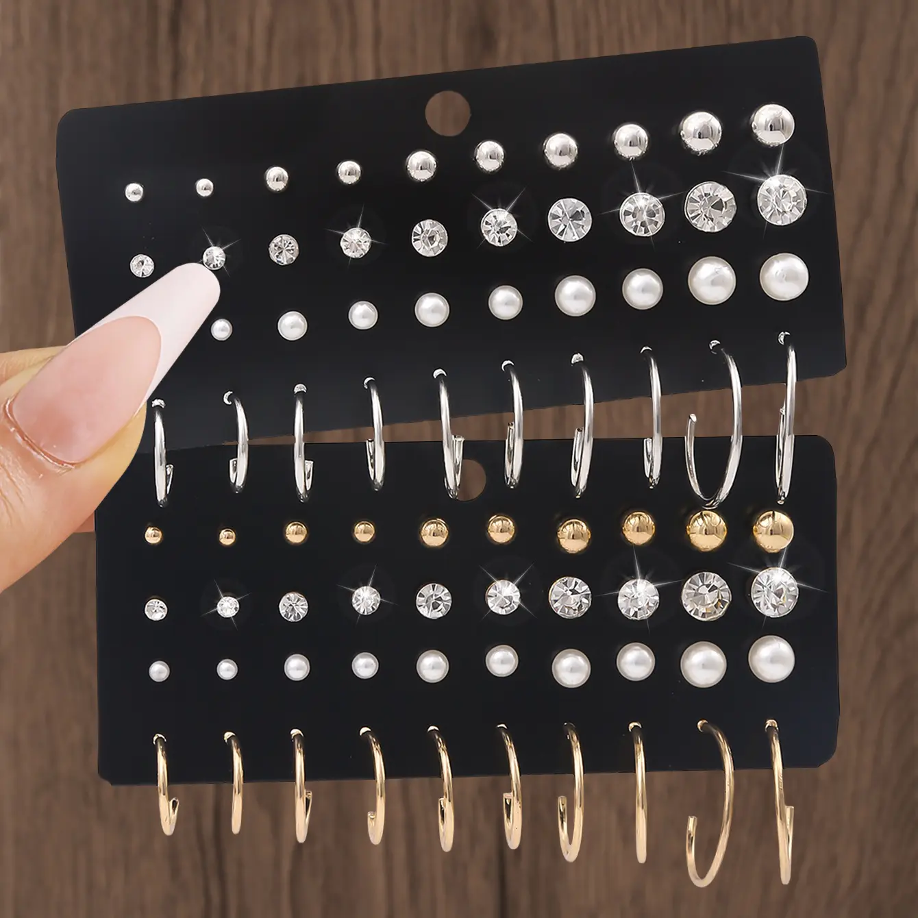 20 Pairs/Set Geometric Shape Earrings Set For Women, Imitation Pearl Rhinestone Stud Earrings Multi-piece Matching Combination Ear Jewelry