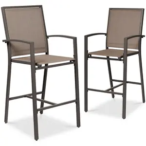 Best Choice Products Outdoor Barstools Set of 2, Bar Height Patio Chairs w/ All-Weather Mesh