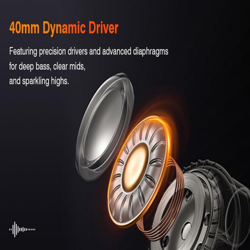 Wireless Over Ear Headphones,Noise Canceling Bluetooth Headphones with Microphone 48H Playtime HiFi Stereo Lightweight Soft Earpads Headset Deep Bass Android iOS Compatibility for Home Travel Office