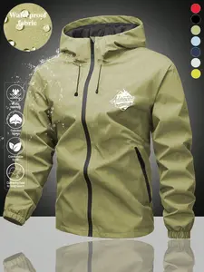 Men's Waterproof Windbreaker Jacket, Outdoor Techwear Hooded Coat, Functional Lightweight Top for Hiking & Commuting, Windproof Outerwear