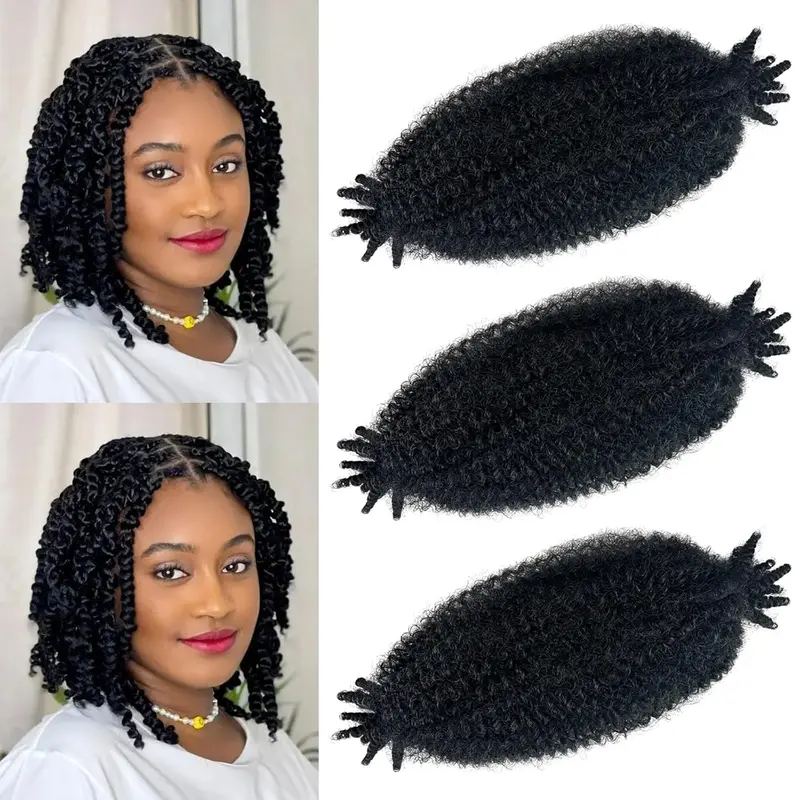 3 Packs Marley Twist Braiding Hair, 12 Inch Pre-Separated Springy Afro Twist Hair Kinky Twist Crochet Twist Hair for Women (12 Inch (Pack of 3), 1B)