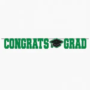 "Congrats Grad" Green Letter Banner for Graduation Celebrations
