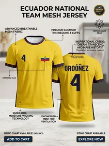2026 Ecuador Football Jersey Men's National Team, Quick-Dry Moisture-Wicking, Breathable Mesh Training T-Shirt, La Tri Fan Gear