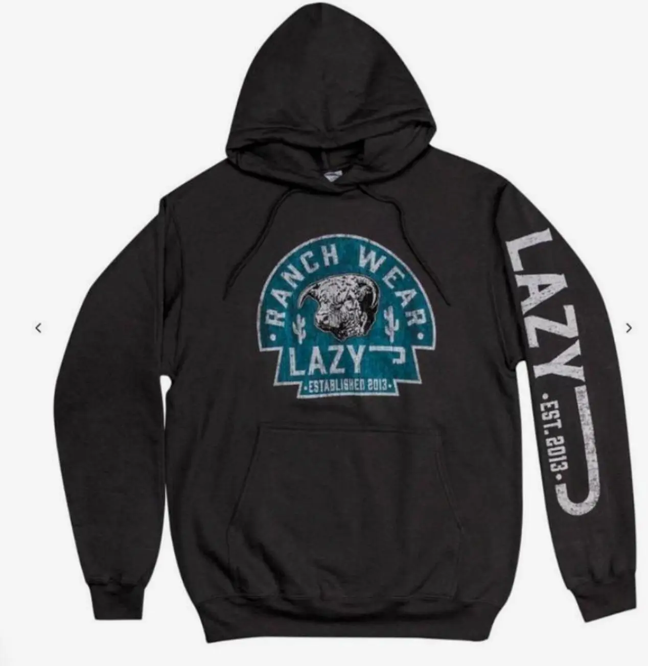 Mens Lazy J Ranch Cactus Hereford Arrowhead Logo Hoodie, Western Cowboy Ranch Pullover Hoodie, Country Rodeo Style Apparel, Rustic Western Fan Gear ZFH0D