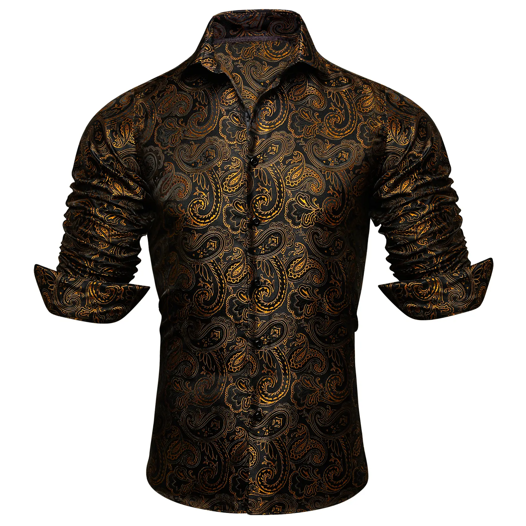 AILISUS Men's Wrinkle Free Casual Shirts Paisley Jacquard Long Sleeve Dress Shirt Breathable Regular Slim Classic Collared Menswear Holiday Wedding Da