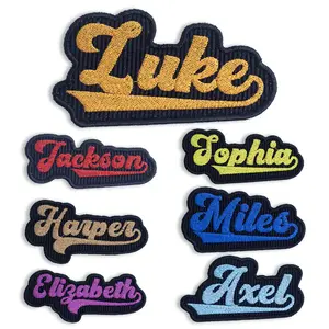 Custom Retro Name Patch Iron On - Personalized Vintage Script Name Patch for Backpacks Clothes Hats - Old School Embroidered Name Tag