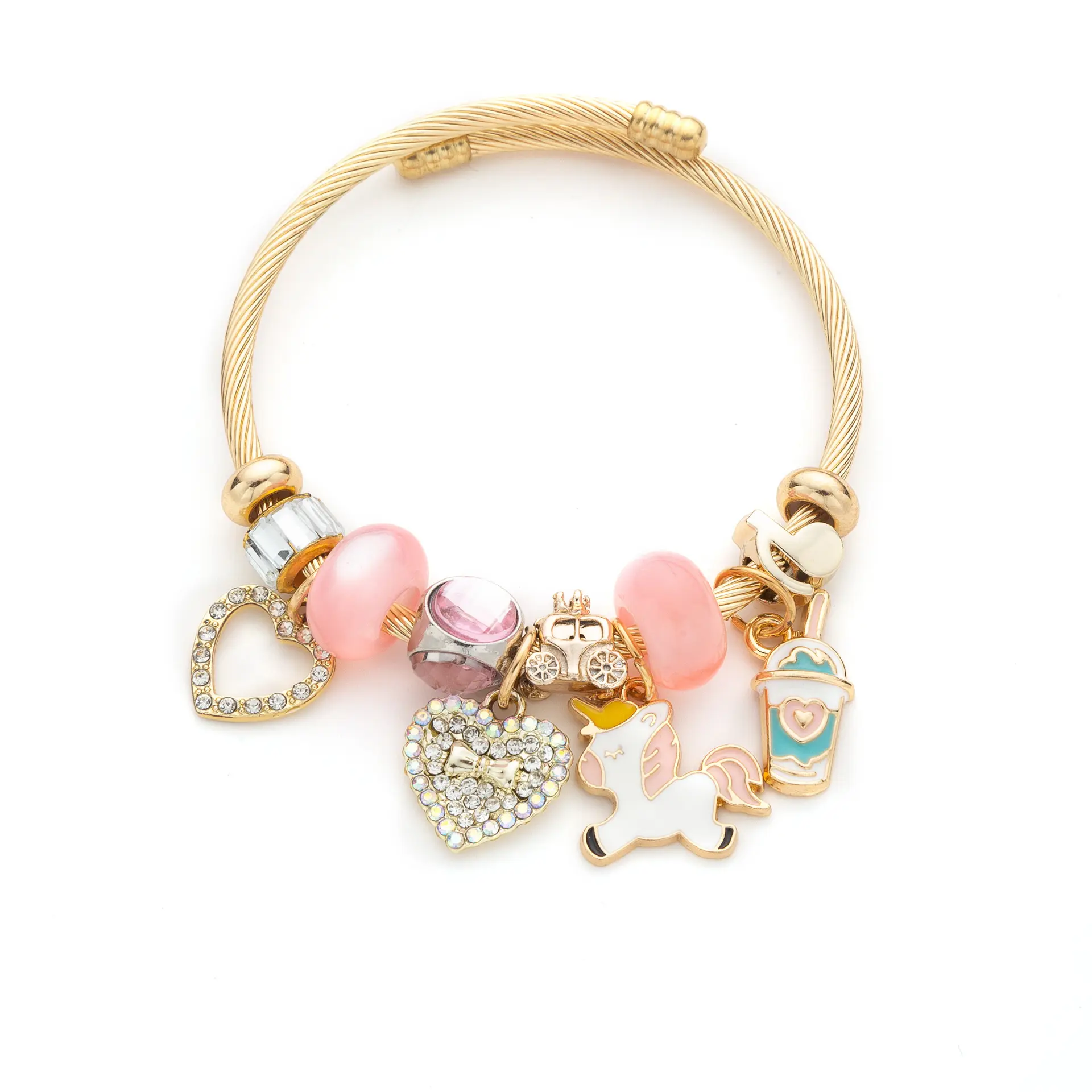 DIY Charm Bracelet for Women – Adjustable Snake Chain Bracelet with Removable Interchangeable Beads & Charms, Customizable Fashion Jewelry Gift