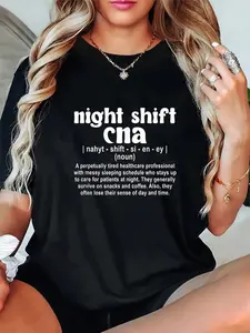 100% Cotton Night Shift CNA Definition Certified Nursing Assistant T-Shirt