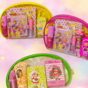 One Cosmetic Bag with 6 cute Accessories Fun Characters Essentials Perfect for Daily Routine or Gift Ideal for Kids