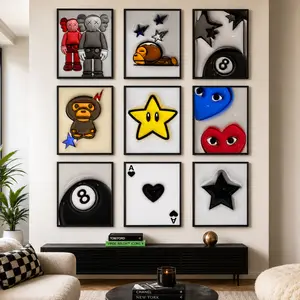 Glossy Pop Art Creative Design Print Wall Art Canvas Prints - Artistic Collage Poster for House Decor, Living Room Aesthetic Decor, Picture Image Prints