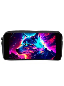 Single-layer pencil case with meteor wolf print