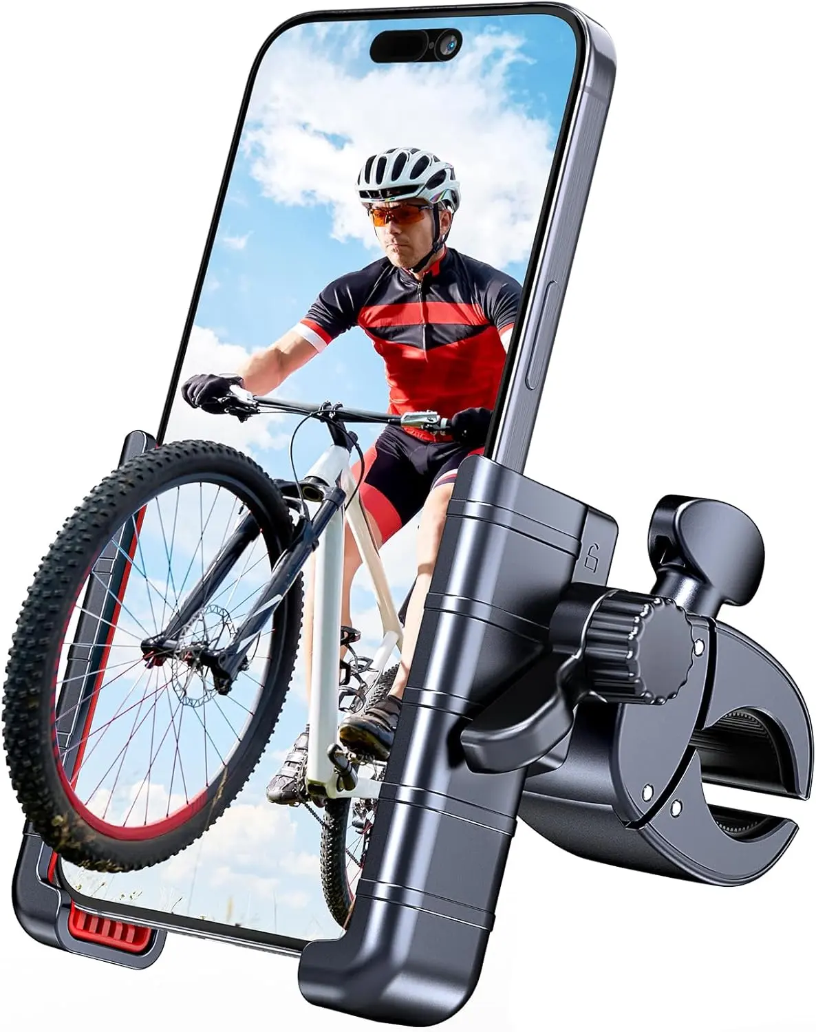 Phone Mount Holder-[Quick Lock][Camera Friendly]  Phone Holder Handlebar Clamp for  Scooter Bicycle,360Rotate Phone Mount Fits for 4.5"-7.0"  & Android Phones