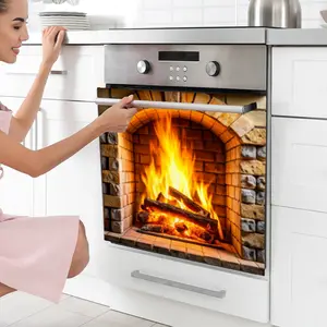 1pc oven sticker with stove, reusable, waterproof and detachable PVC material sticker, suitable for kitchen cabinets and other space stickers Christmas Party Decoration Wall Stickers