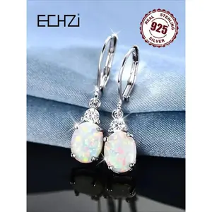 925 Sterling Silver Teardrop Opal Earrings, Fashionable Jewelry for Women, Trendy All-match & Exquisite Jewelry for Birthday Gift