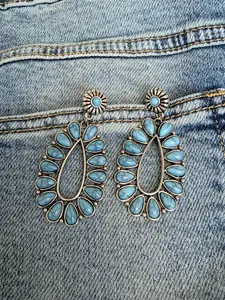 Natural Stone Oval Drop Earrings – Cowgirl Chrome Glam