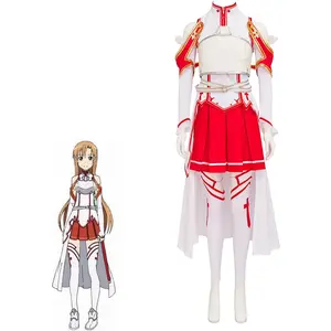 Yuuki Asuna Cosplay Costume, Anime SAO Battle Suit Asuna Dress Outfit for Halloween