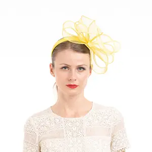Sinamay Loop Fascinator On 2.5cm Headband - Yellow