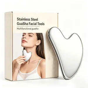 304 Stainless Steel GuaSha Facial Tools Heart Shape Massage Tool Premium Stainless Steel Gua Sha Facial Care Tool - Durable Metal Massage Board for Face and Body summerwins